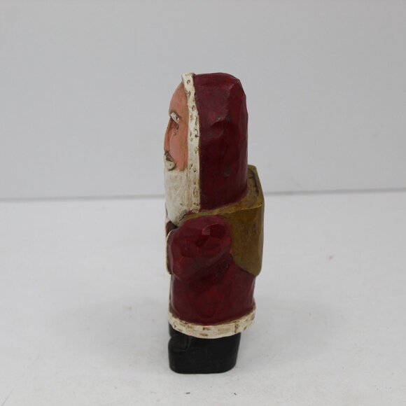 Vintage Folk Art Ole St. Nick Hand Carved & Painted Signed - Picture 5 of 7